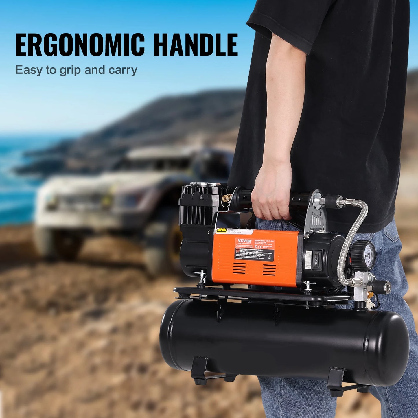 SucceBuy 12V Heavy Duty Air Compressor With Digital Pressure Gauge by S And B Enterprise
