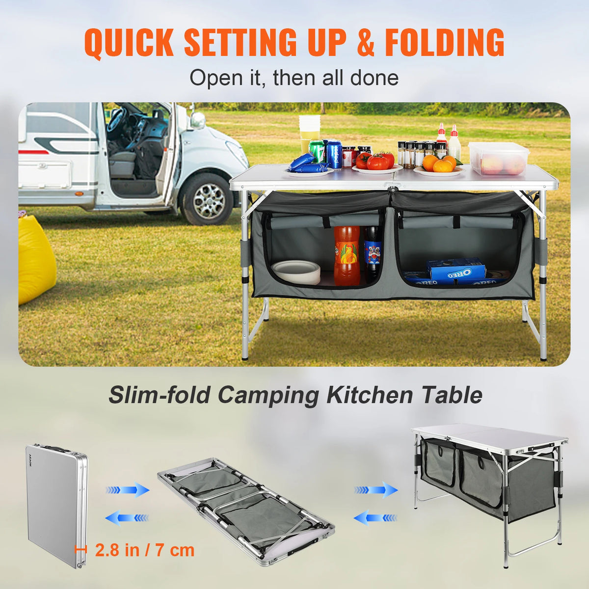 VEVOR Folding Camping Kitchen Table for Outdoor Cooking Portable by S And B Enterprise