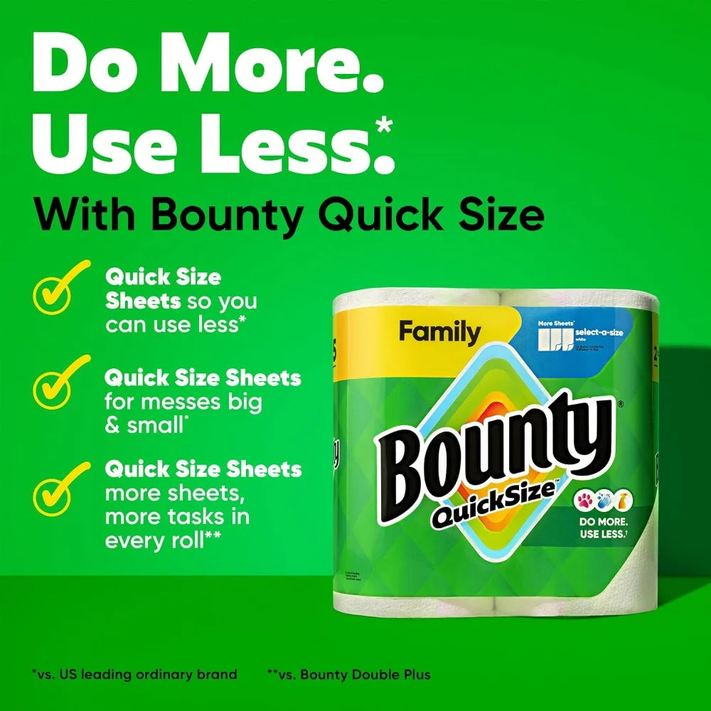 Bounty Quick Size paper towels, white, 16 family rolls (40 regular rolls)