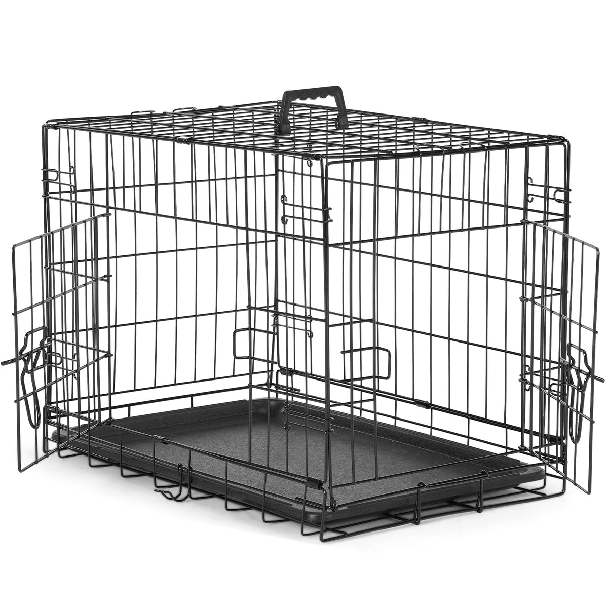 JHK Double Door Folding Dog Cage With Leakproof Pan by S And B Enterprise