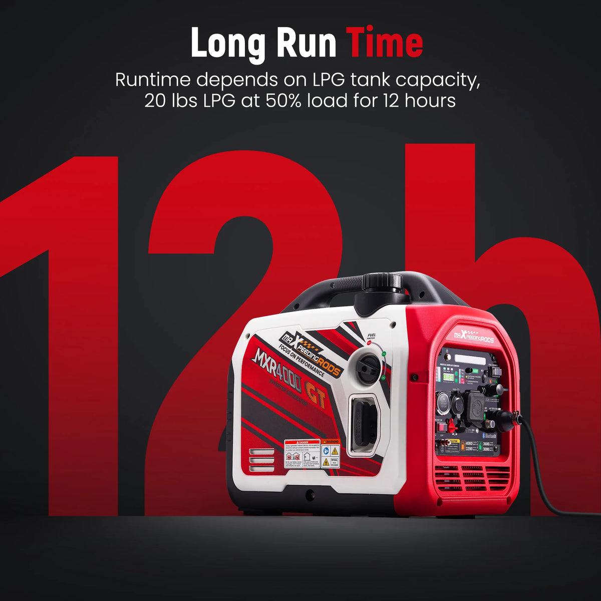 Maxpeedingrods 4KW Portable Dual Fuel Generator Inverter LPG Gas Bluetooth by S And B Enterprise
