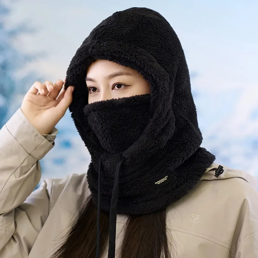 Unisex Winter Thermal Balaclava Ski Mask With Drawstring Windproof