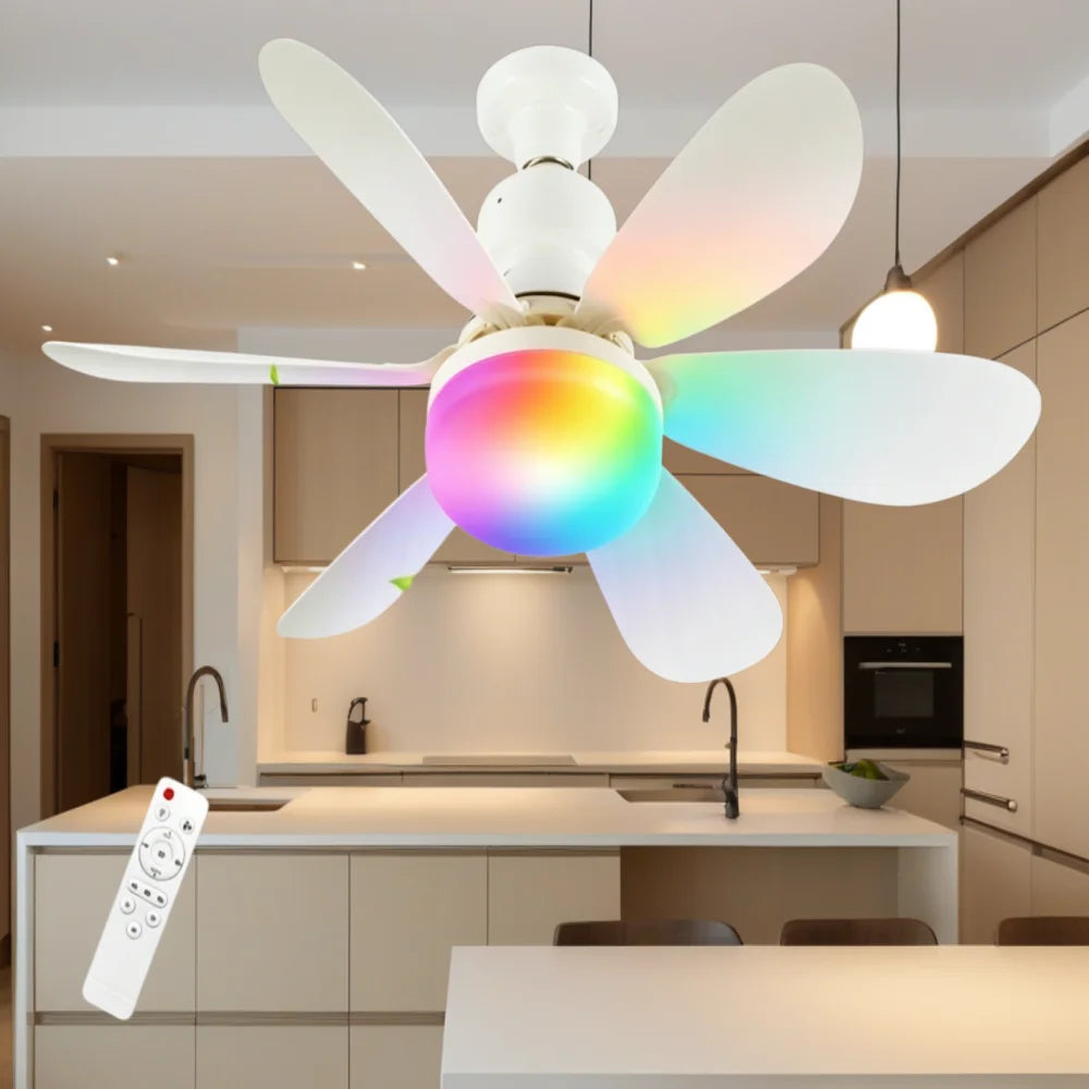 Ceiling Fan With Remote Control LED Light E27 Base by S And B Enterprise