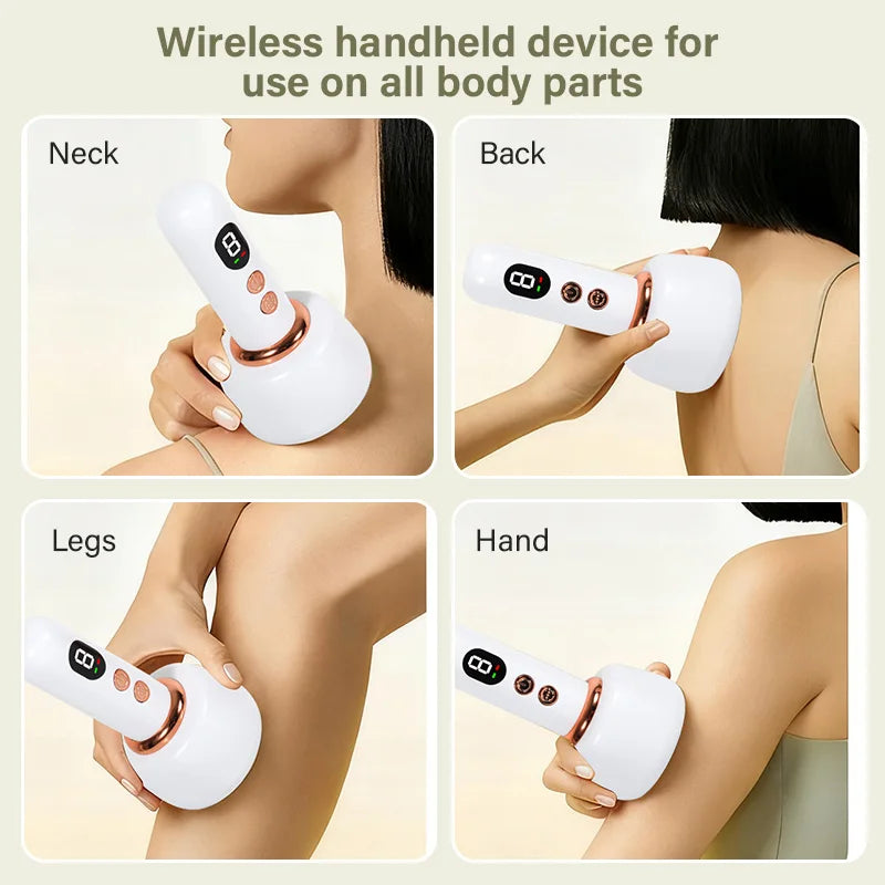 USB Rechargeable Abdominal Massager for Hot Compress and Adjustable Guasha Cupping Intensity Arm and Leg Massage Handheld by S And B Enterprise