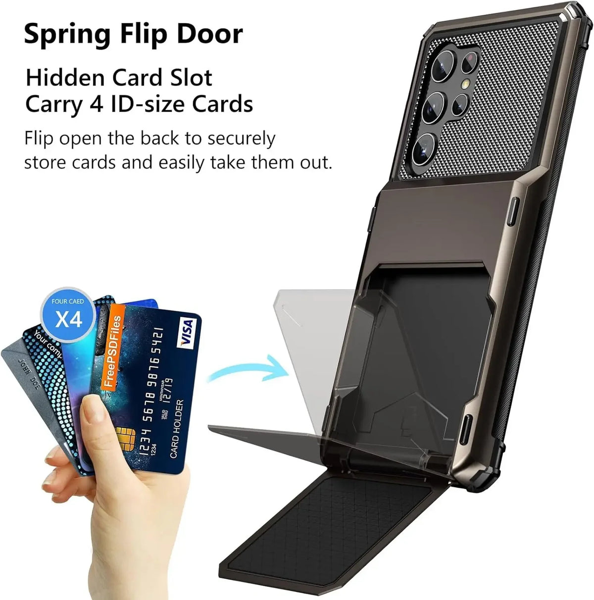 S And B Enterprise wallet case for Samsung Galaxy S25/S24 series; dual-layer shockproof with 4-card slot and stand.