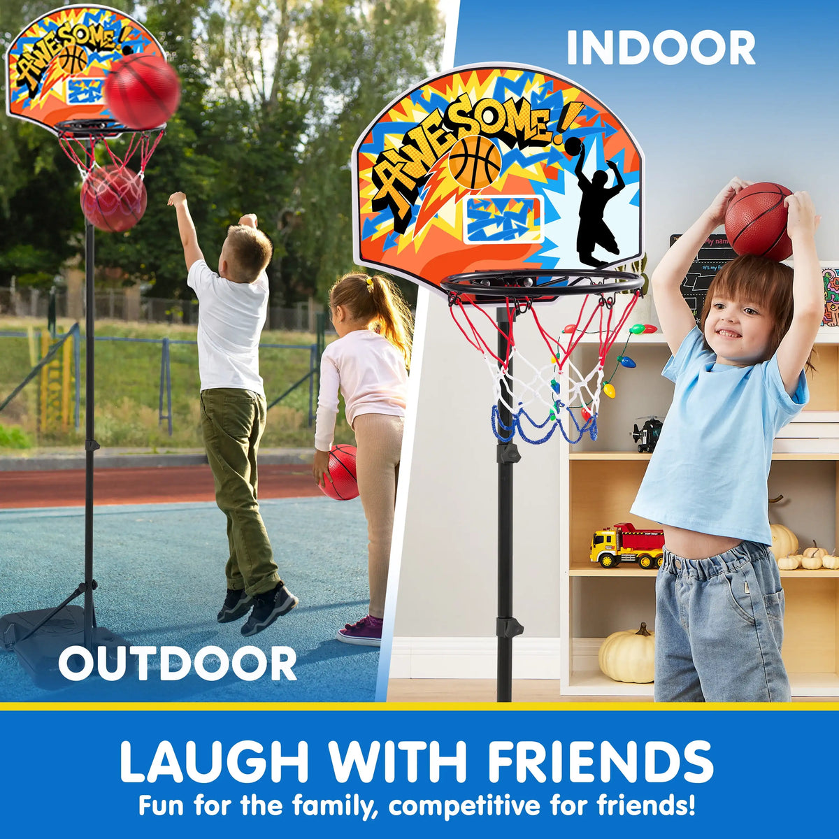 Joyfy Adjustable Kids Basketball Hoop With 4 Balls by S And B Enterprise