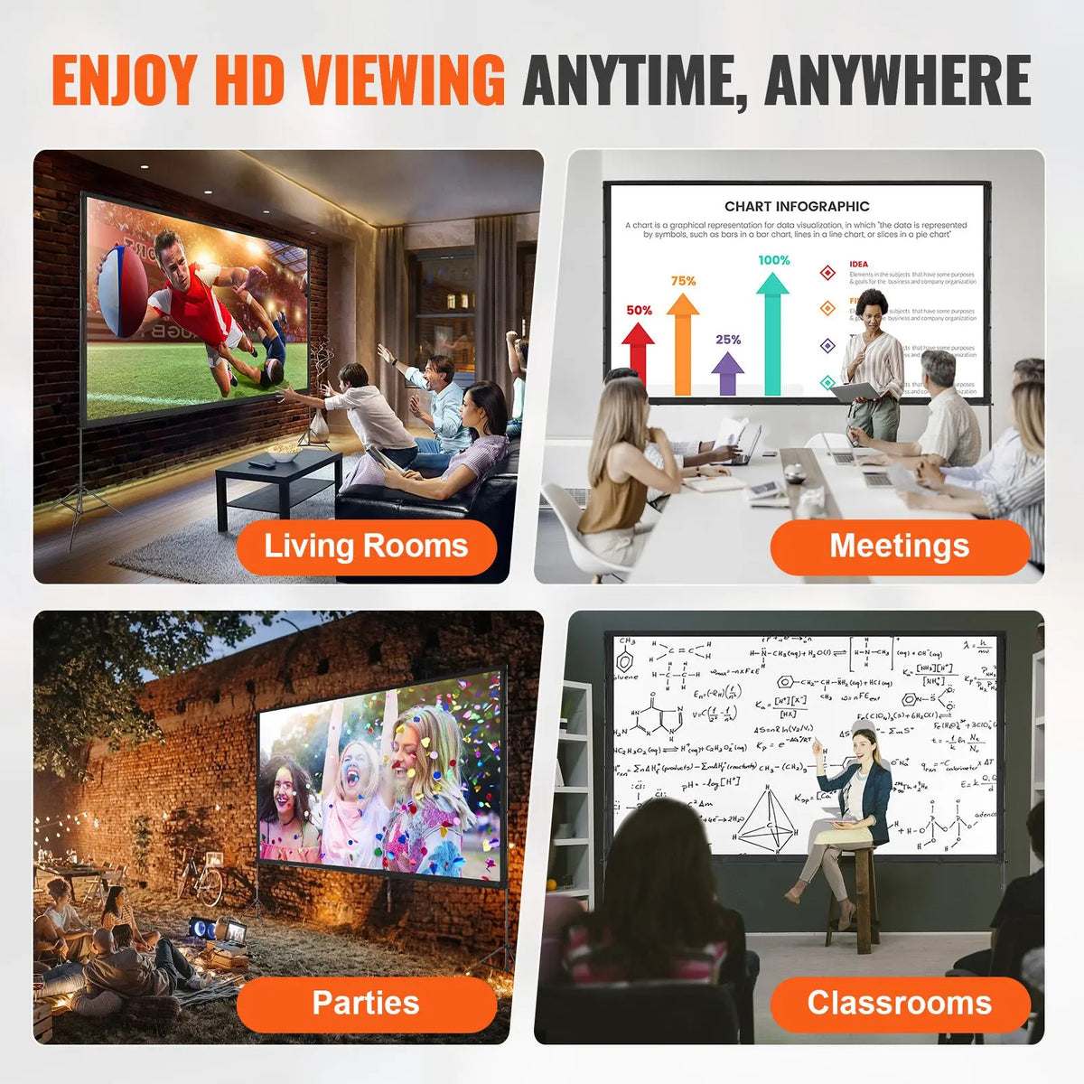 Projector Screen with Stand by S And B Enterprise, 150-inch 16:9 wrinkle-free screen on tripods with carry bag