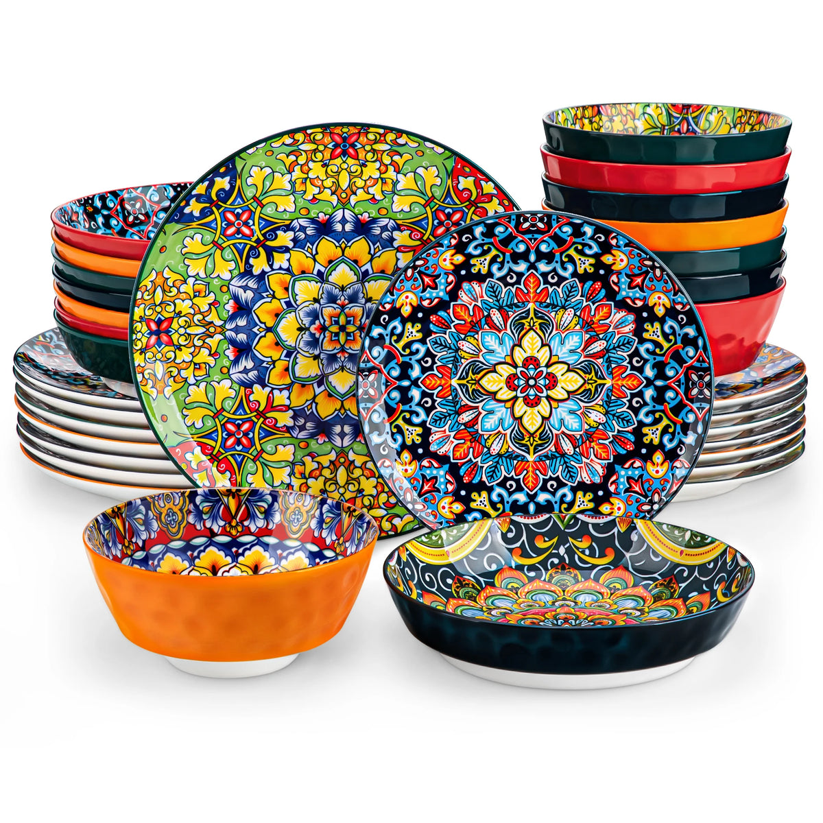 MALACASA Ceramic Dinnerware Set Bohemian Style For Six by S And B Enterprise