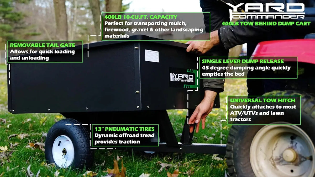 XMSJ Heavy Duty Tow Behind ATV Trailer DumpCart Garden Utility by S And B Enterprise