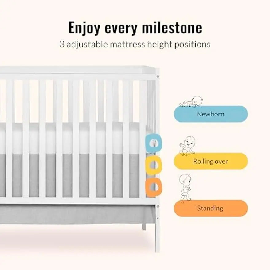 5-in-1 Convertible Baby Crib With Toddler Bed Conversion Sustainable Pinewood