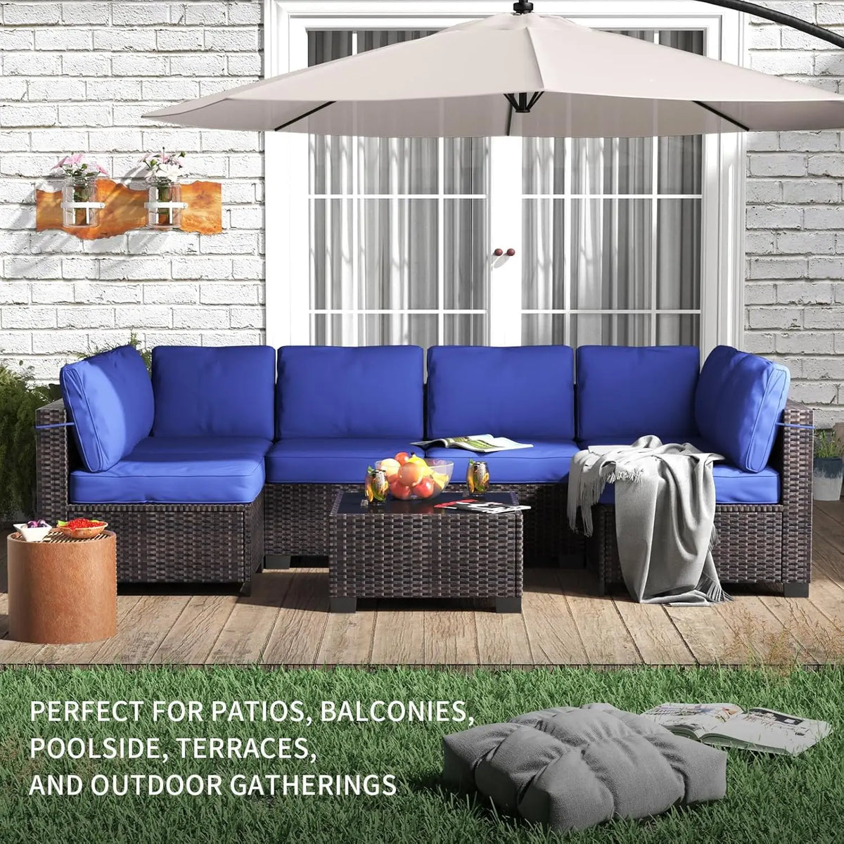 HobbyLane 7 Piece Modular Outdoor Furniture Set PE Rattan Wicker Garden by S And B Enterprise