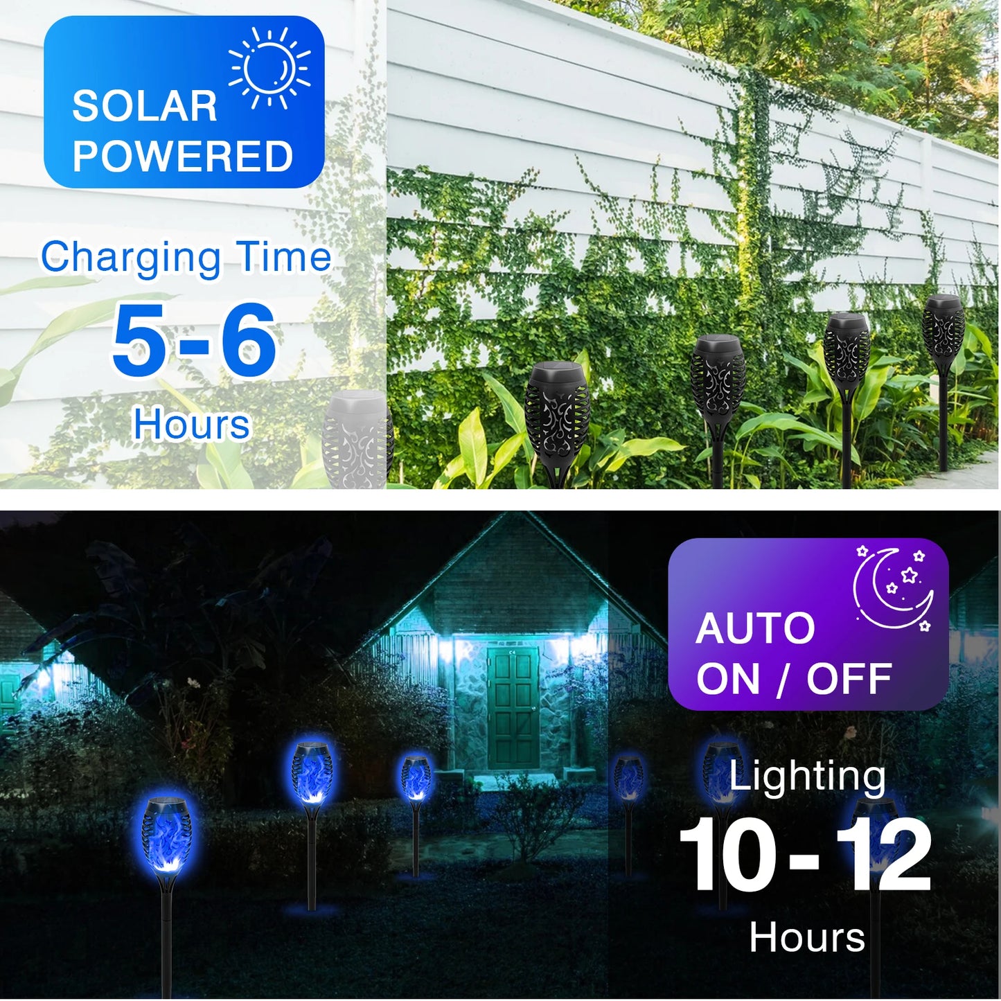 Solar Torch Lights Outdoor Flickering Flame Waterproof Garden Decor by S And B Enterprise