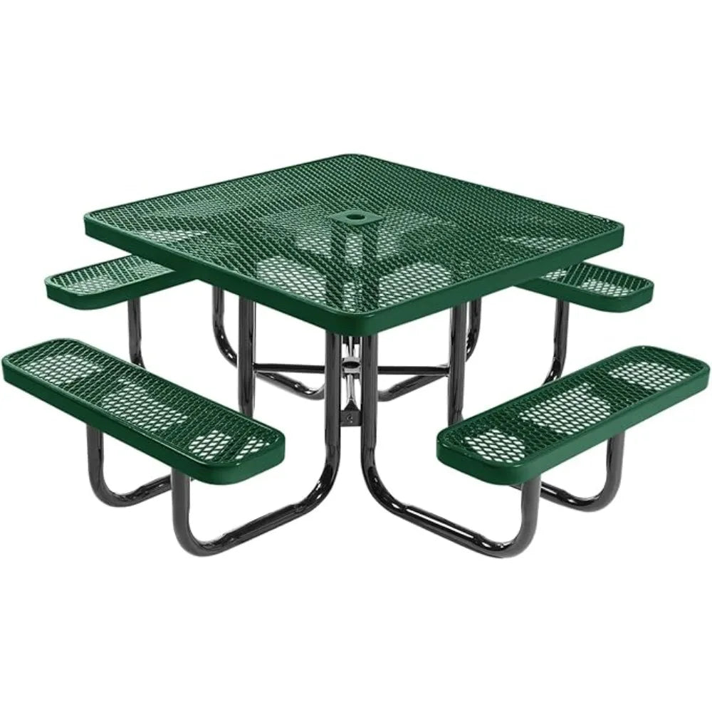 Heavy-Duty Portable Outdoor Picnic Table With Umbrella Hole by S And B Enterprise