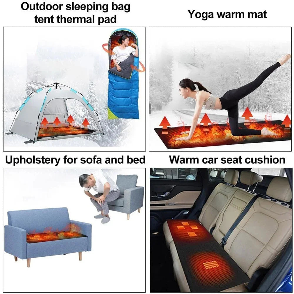 NONECN Outdoor USB Heated Sleeping Pad With 5 Heating Zones by S And B Enterprise