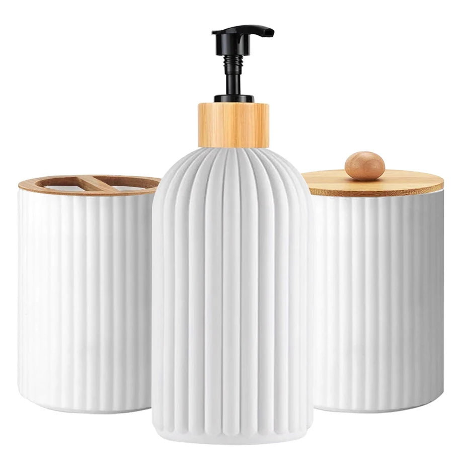 Bathroom Countertop Hand Soap Dispenser And Cotton Ball Organizer