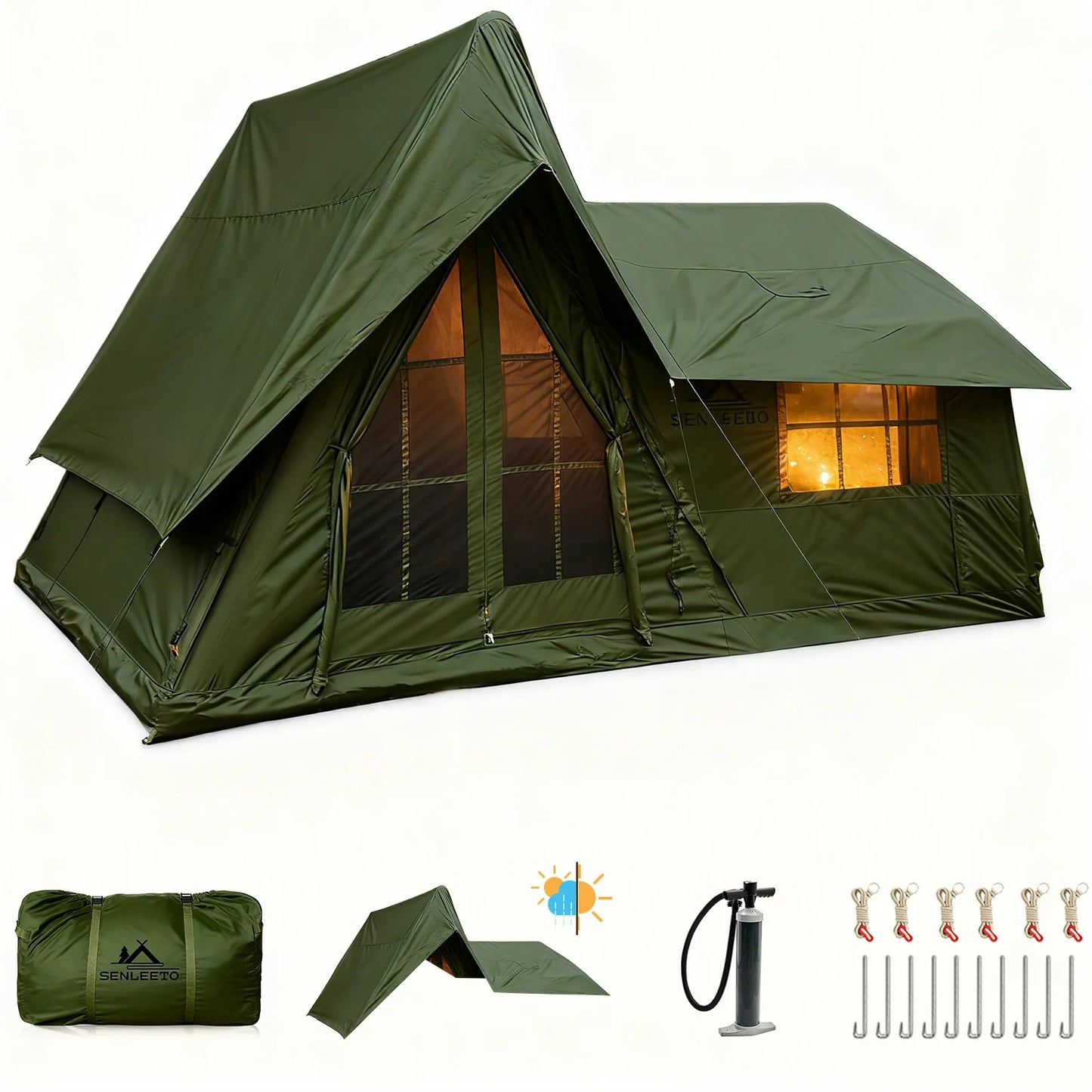 Inflatable Camping Tent With Rainfly And Stove Jack Four Season