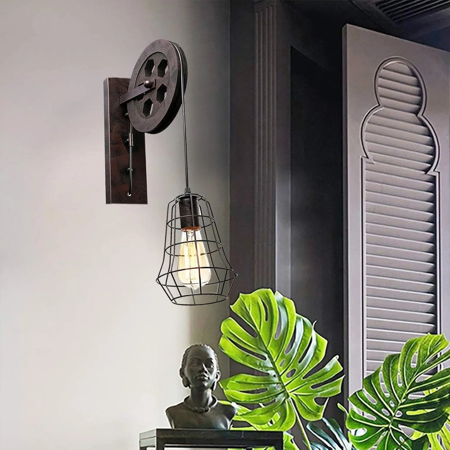 Bymaocar Industrial Wall Sconce Lights Iron Cage Lampshade