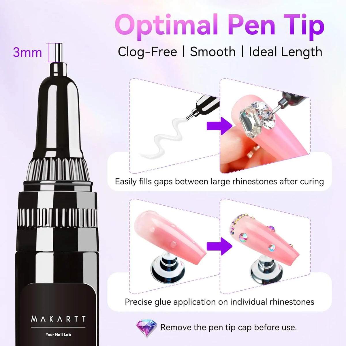 Makartt Nail Rhinestone Glue Gel With Brush Pen Tip Adhesive by S And B Enterprise