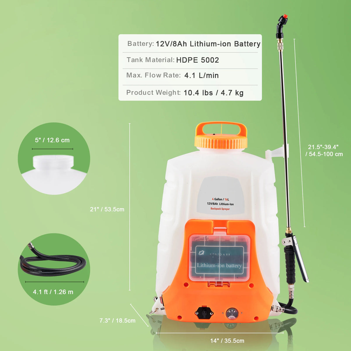 SucceBuy Battery Powered Backpack Sprayer Adjustable Pressure 4 Gallon Tank with 8/6Nozzles 2Wands for Weeding Spraying Cleaning by S And B Enterprise