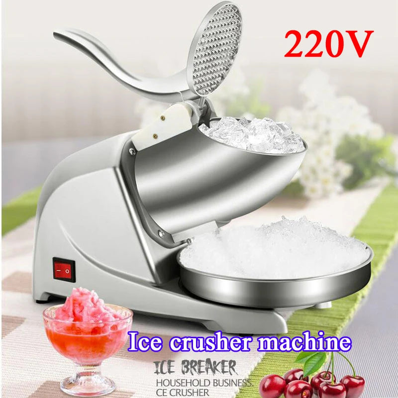 Commercial stainless steel ice crusher machine, 220V, 4L single-bowl with ice hopper