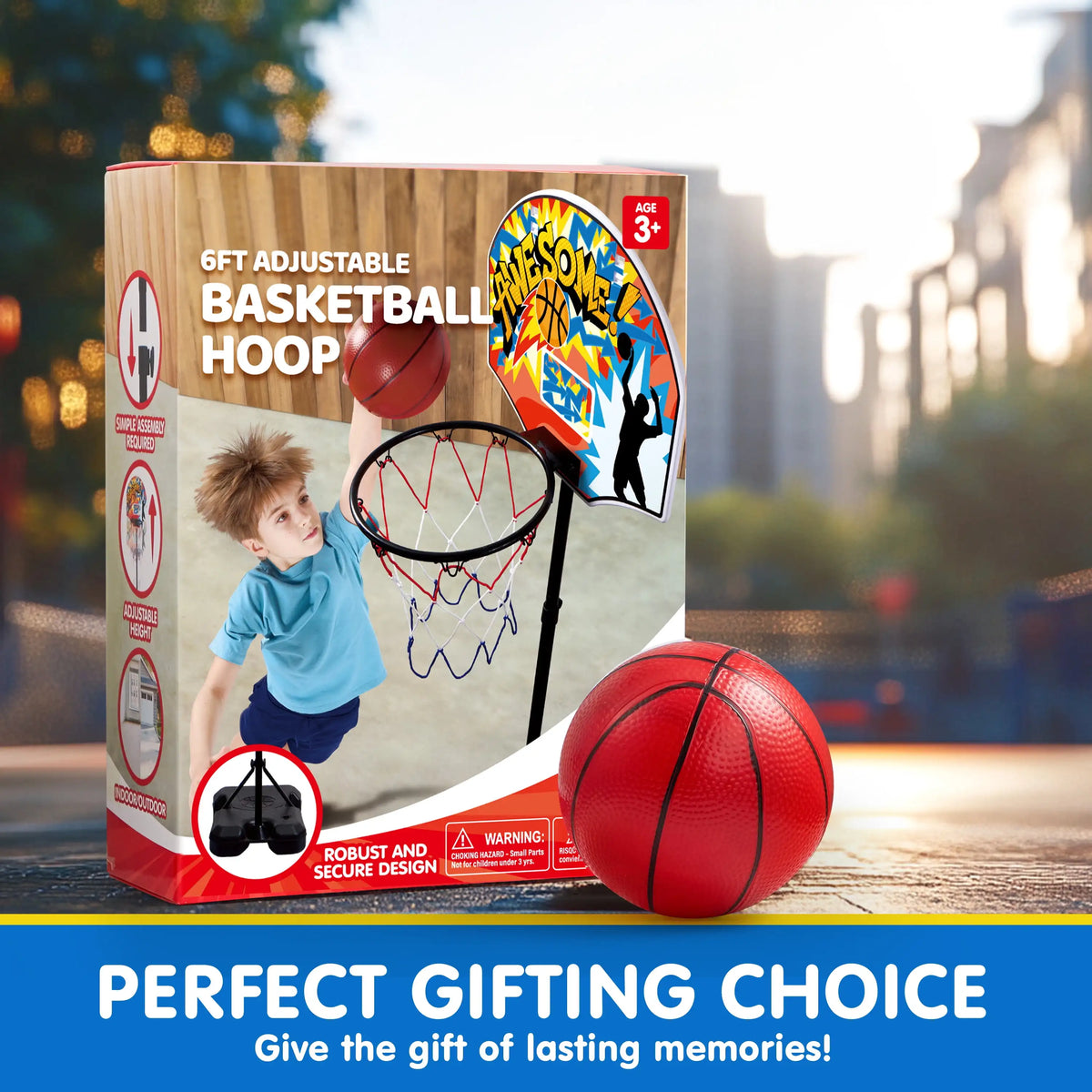 Joyfy Adjustable Kids Basketball Hoop With 4 Balls by S And B Enterprise