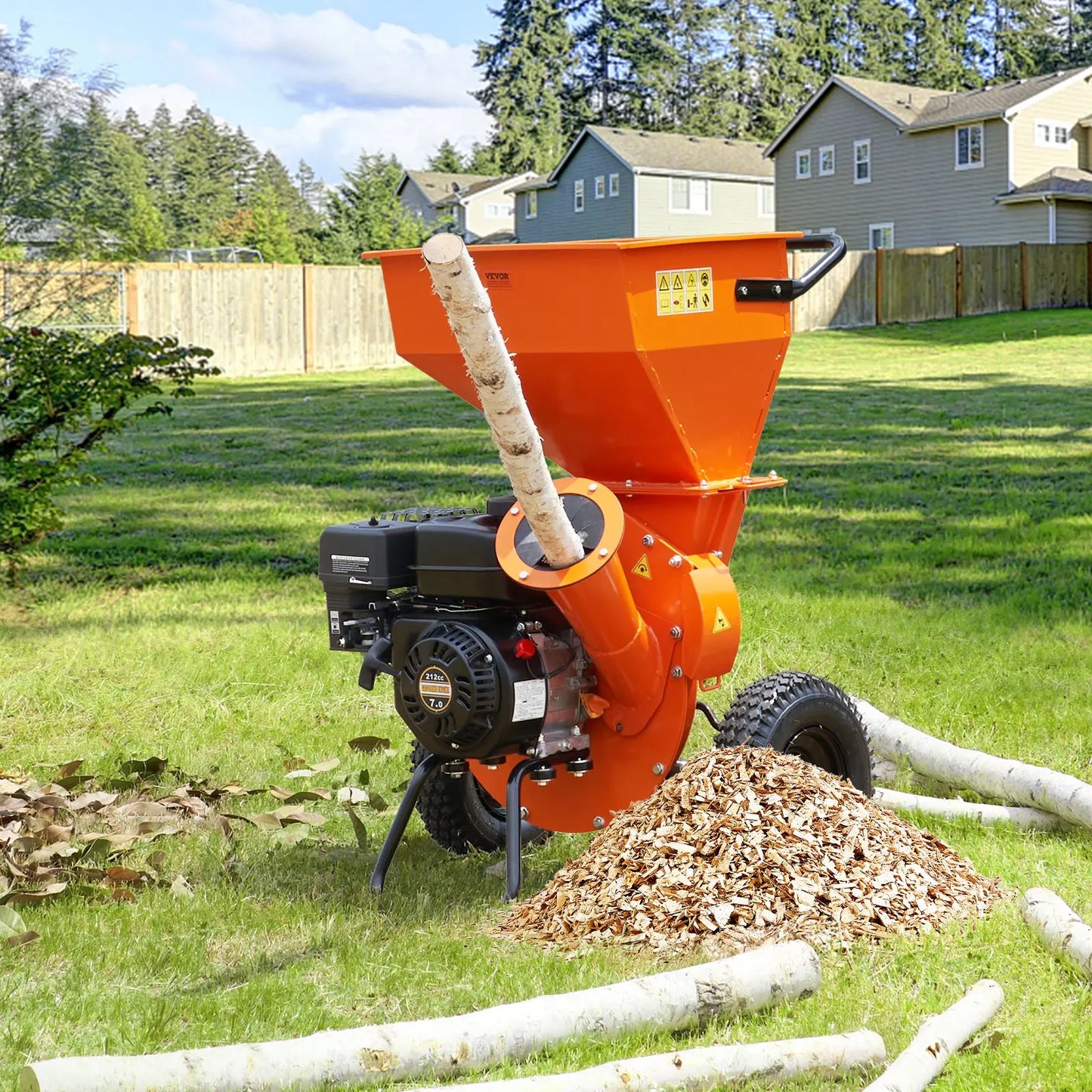 Wood Chipper Shredder Mulcher 7HP Gas Powered 212cc