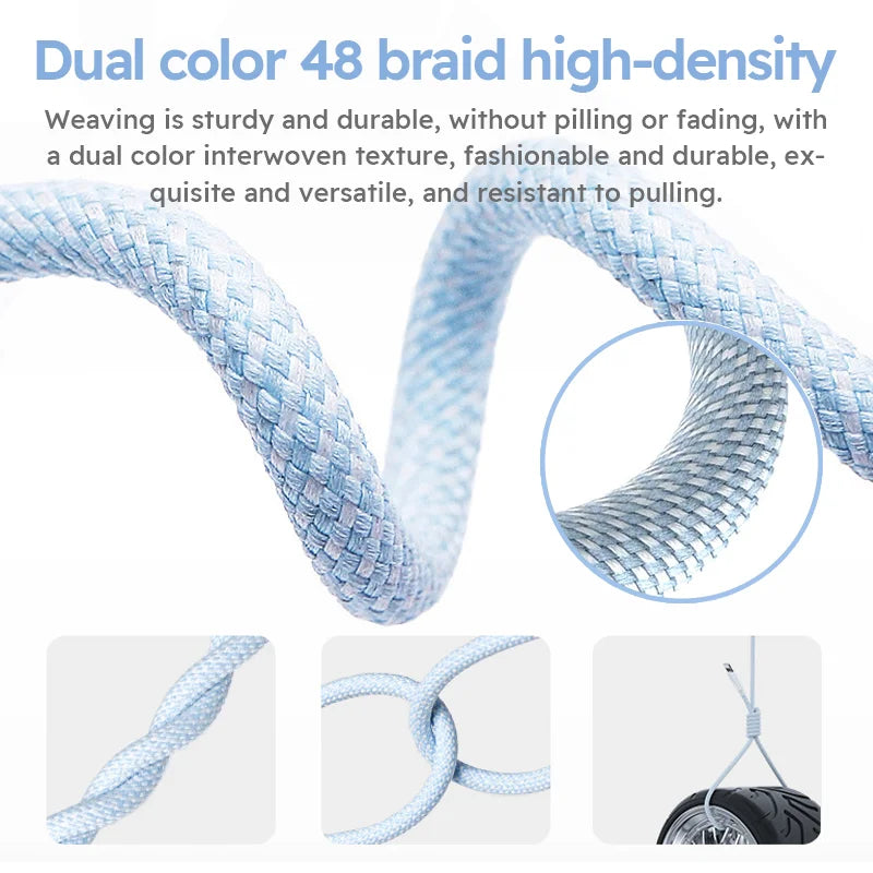 3-pack nylon braided Type-C charging cables, 6ft, 60W, blue dual-color braid by S And B Enterprise for Type-C devices