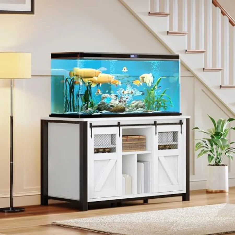 Heavy Duty Aquarium Stand With Power Outlets And Barn Door by S And B Enterprise