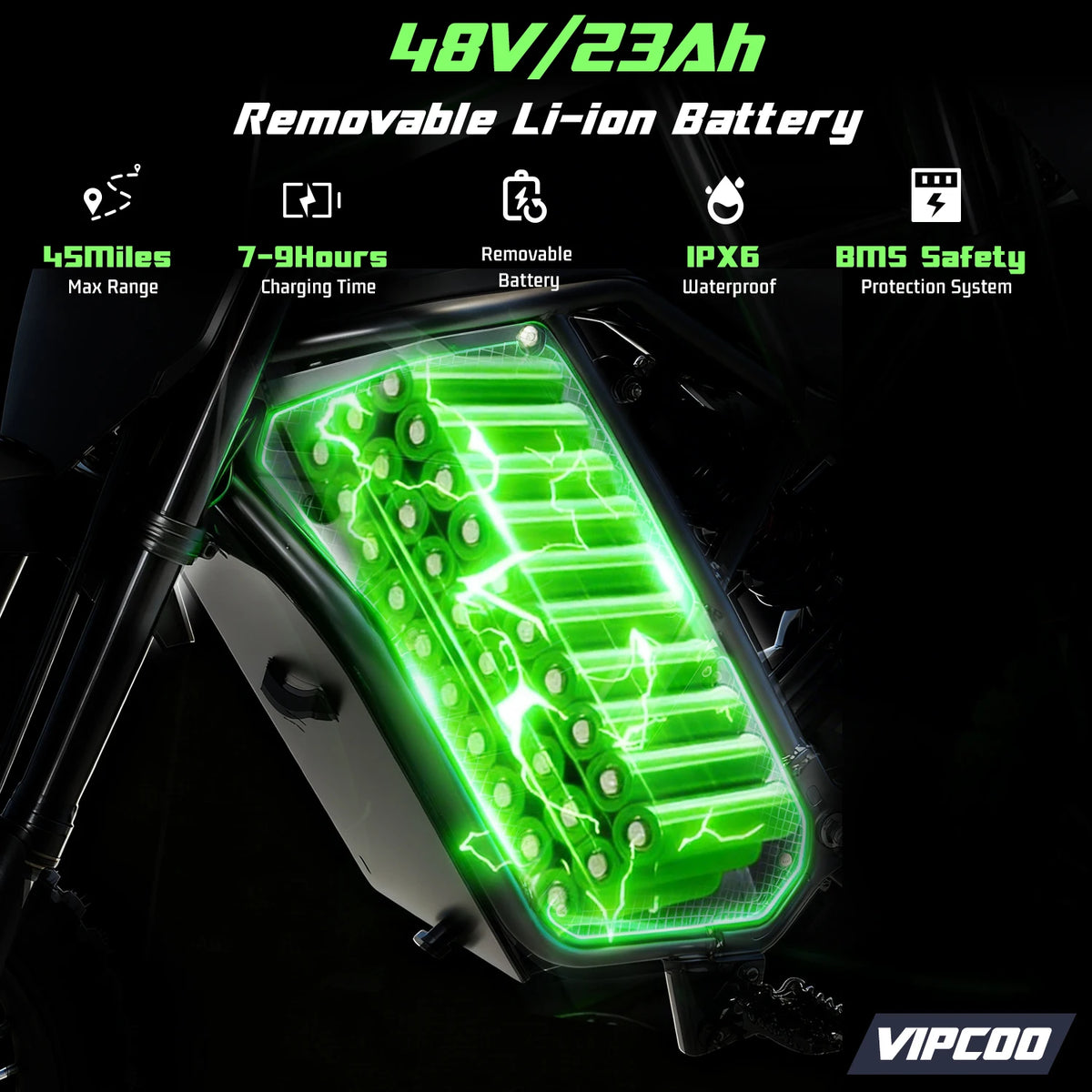 VIPCOO H3 Electric Dirt Bike 3500W 48V 23Ah Fat Tire by S And B Enterprise