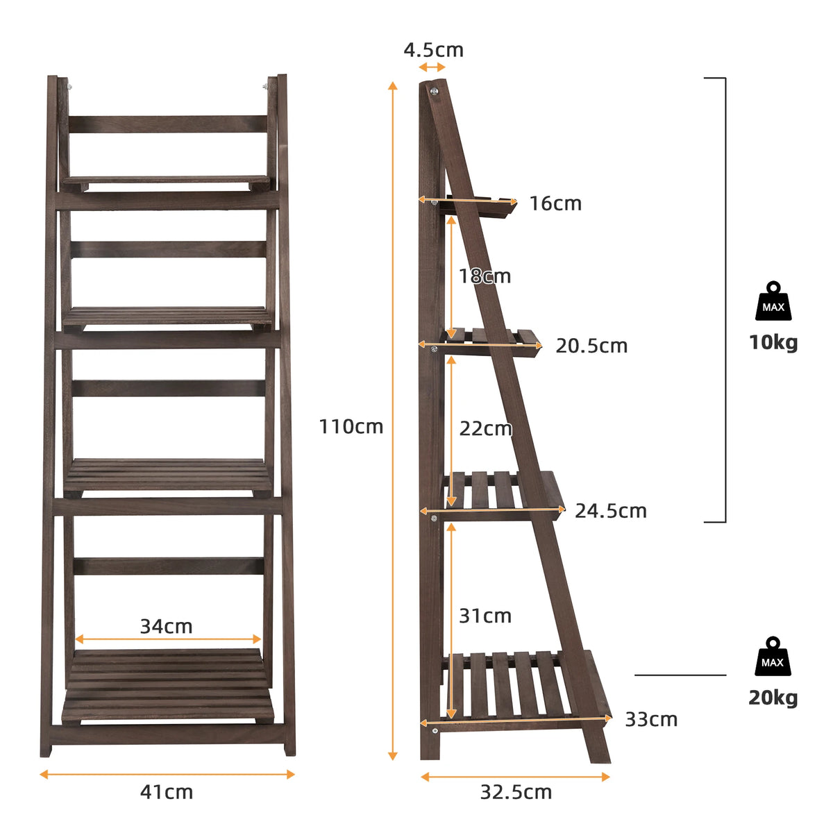 Folding 4-tier wooden ladder shelf by S And B Enterprise for indoor use.