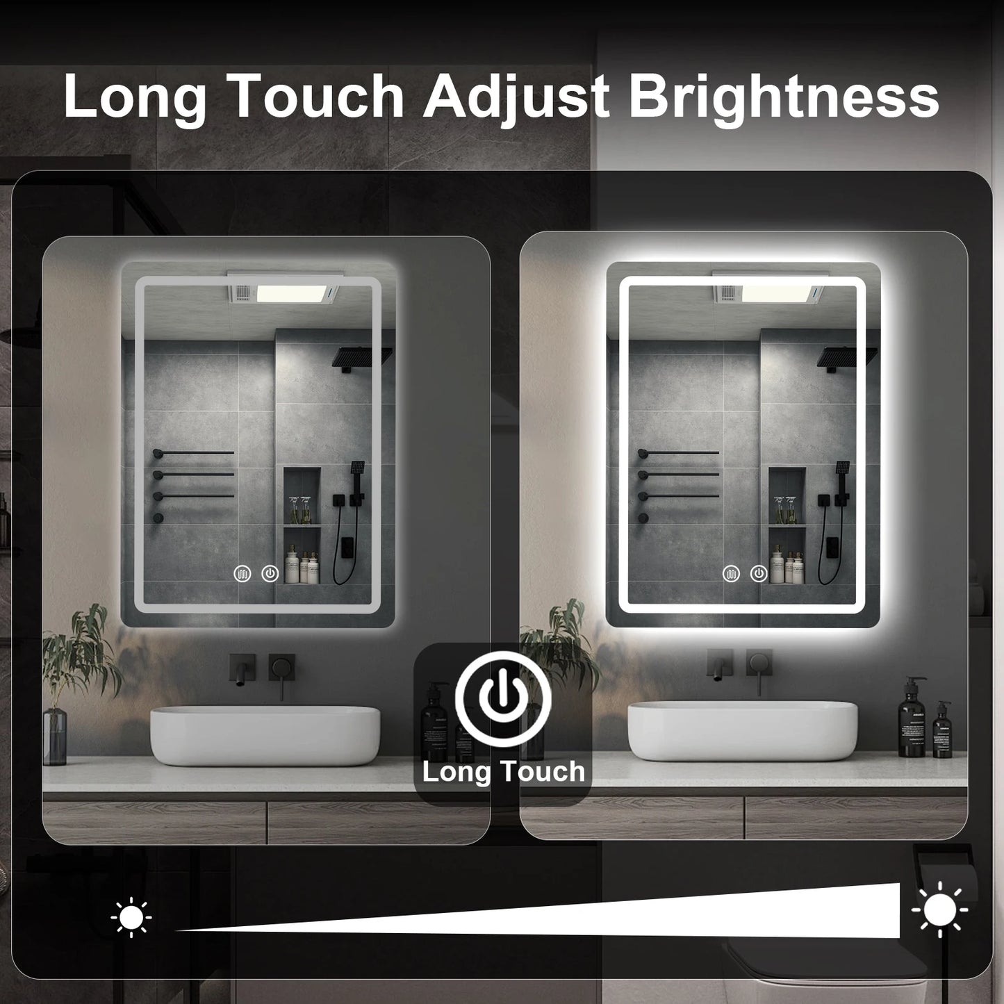 MYGIIVOVO LED Backlit Fogless Wall Mounted Vanity Mirror Demister