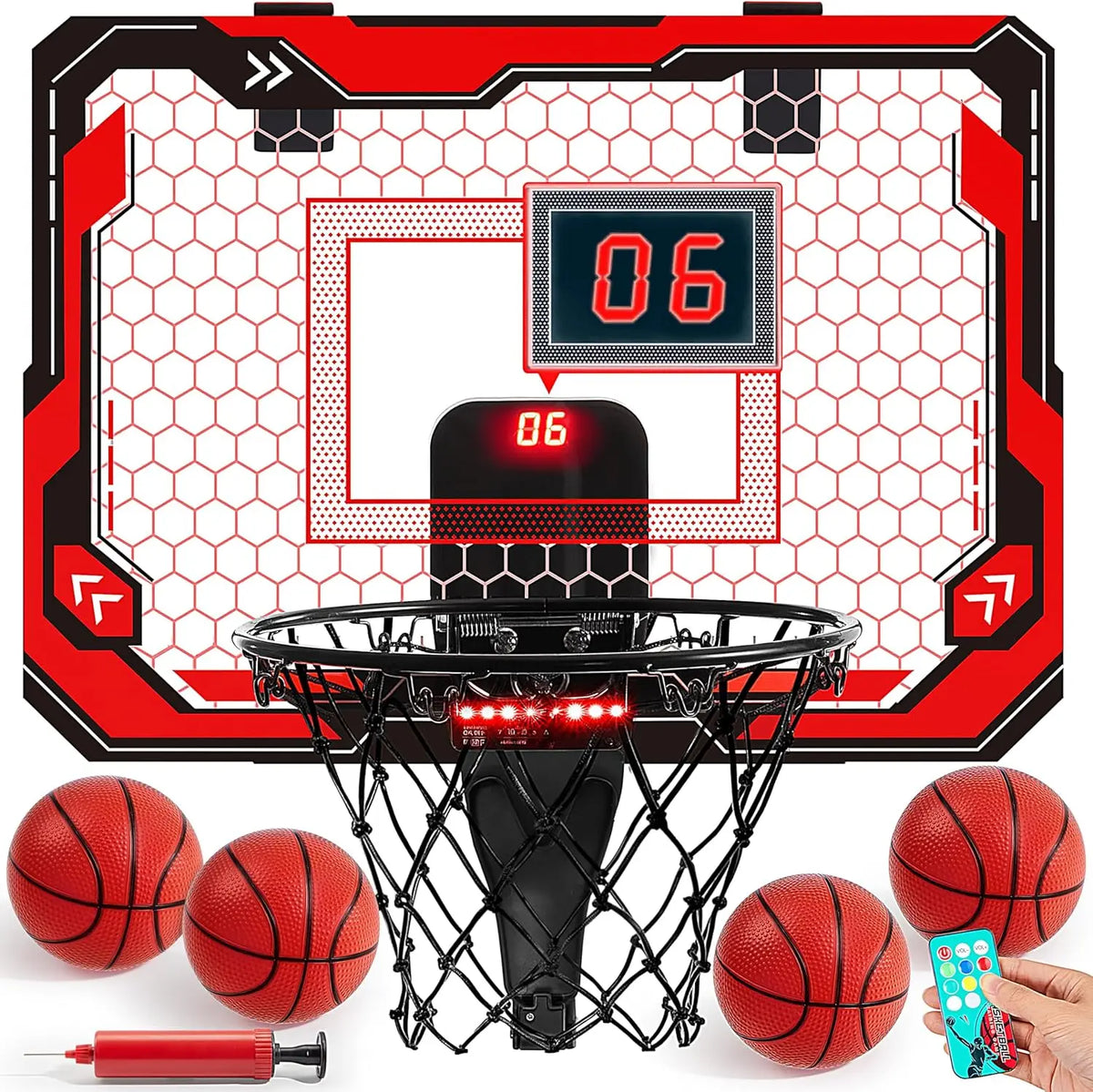 Joyfy Mini Indoor Basketball Hoop with LED Lights and Scoreboard by S And B Enterprise