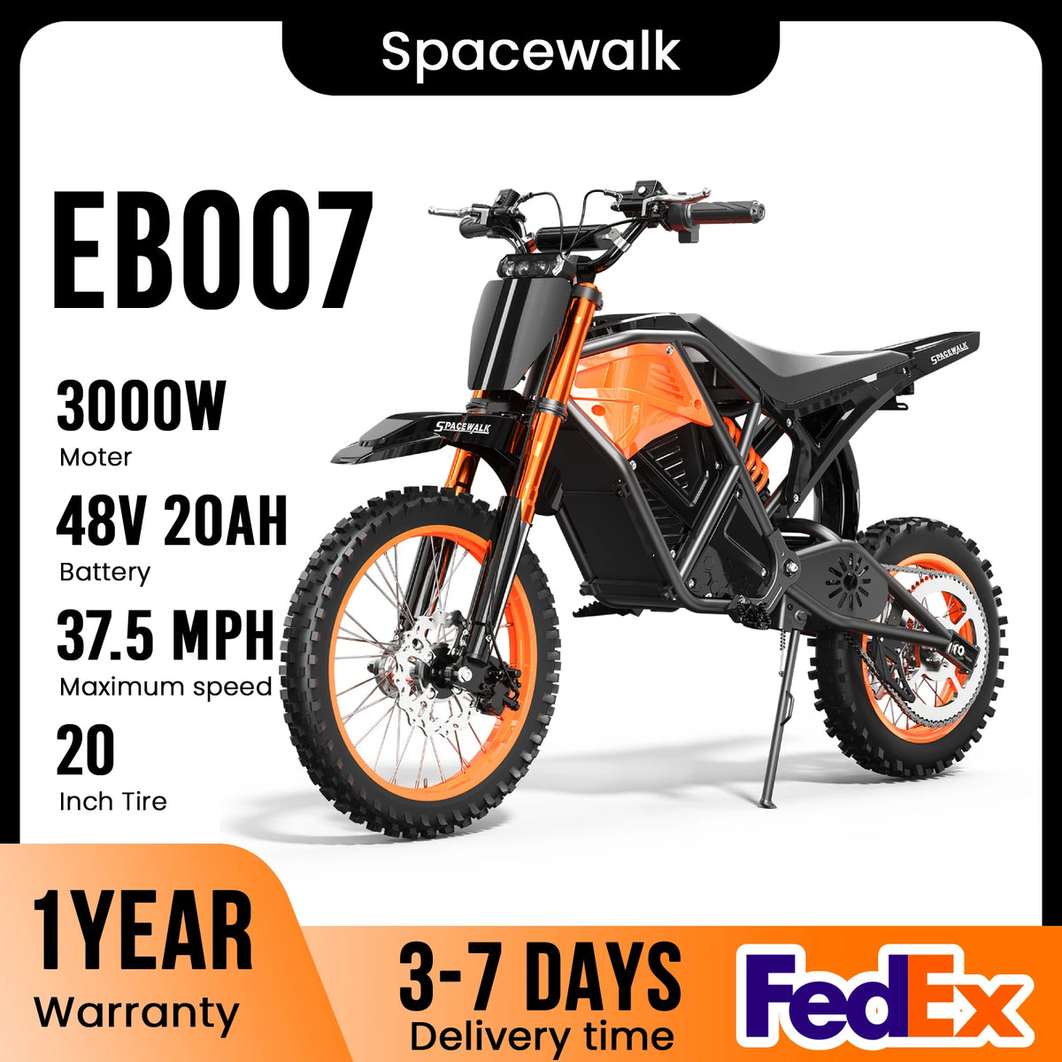 EILLEO SPACEWALK 48V Electric Dirt Bike EB007 3000W Peak Power by S And B Enterprise