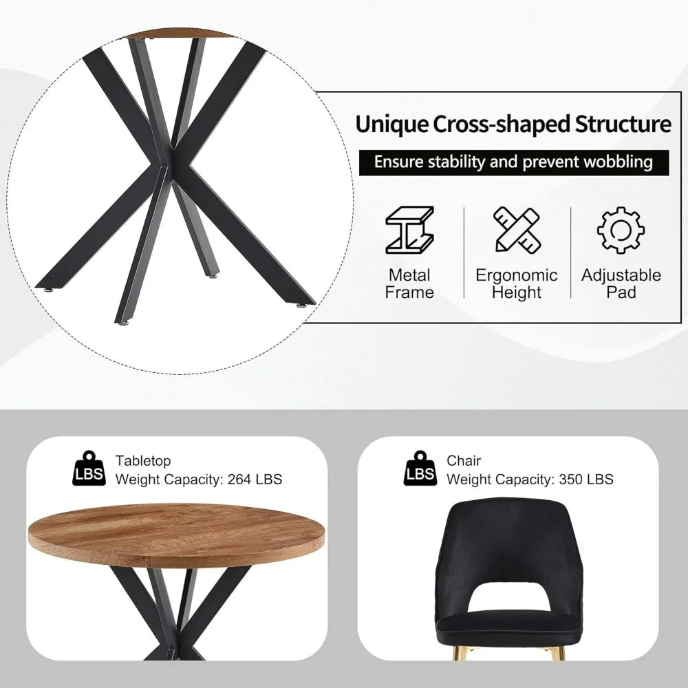 3-Piece Dining Table Set for 2 - Space Saving 37-Inch Round Table and Chairs, by S And B Enterprise