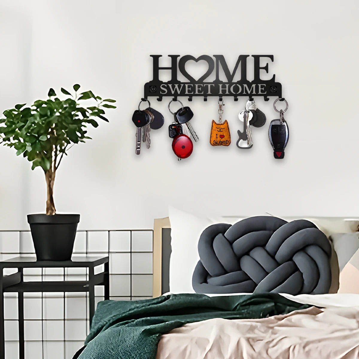 Metal Wall Mount Key Holder With Ten Hooks Design Style by S And B Enterprise