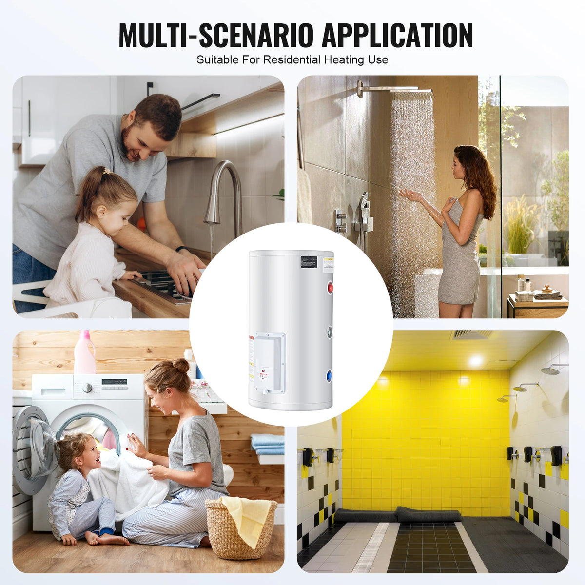 SucceBuy 40/70L electric water heater, 1.6kW tankless with LED display and knob control by S And B Enterprise white unit