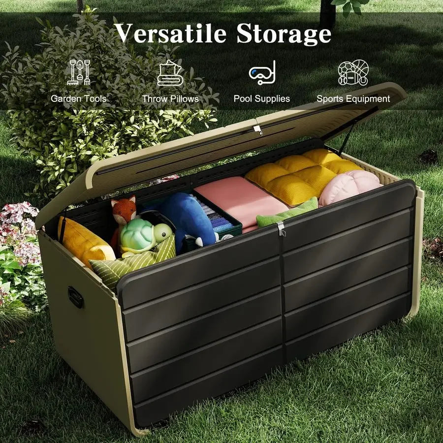Resin Deck Box Outdoor Storage Waterproof Lockable Bin by S And B Enterprise