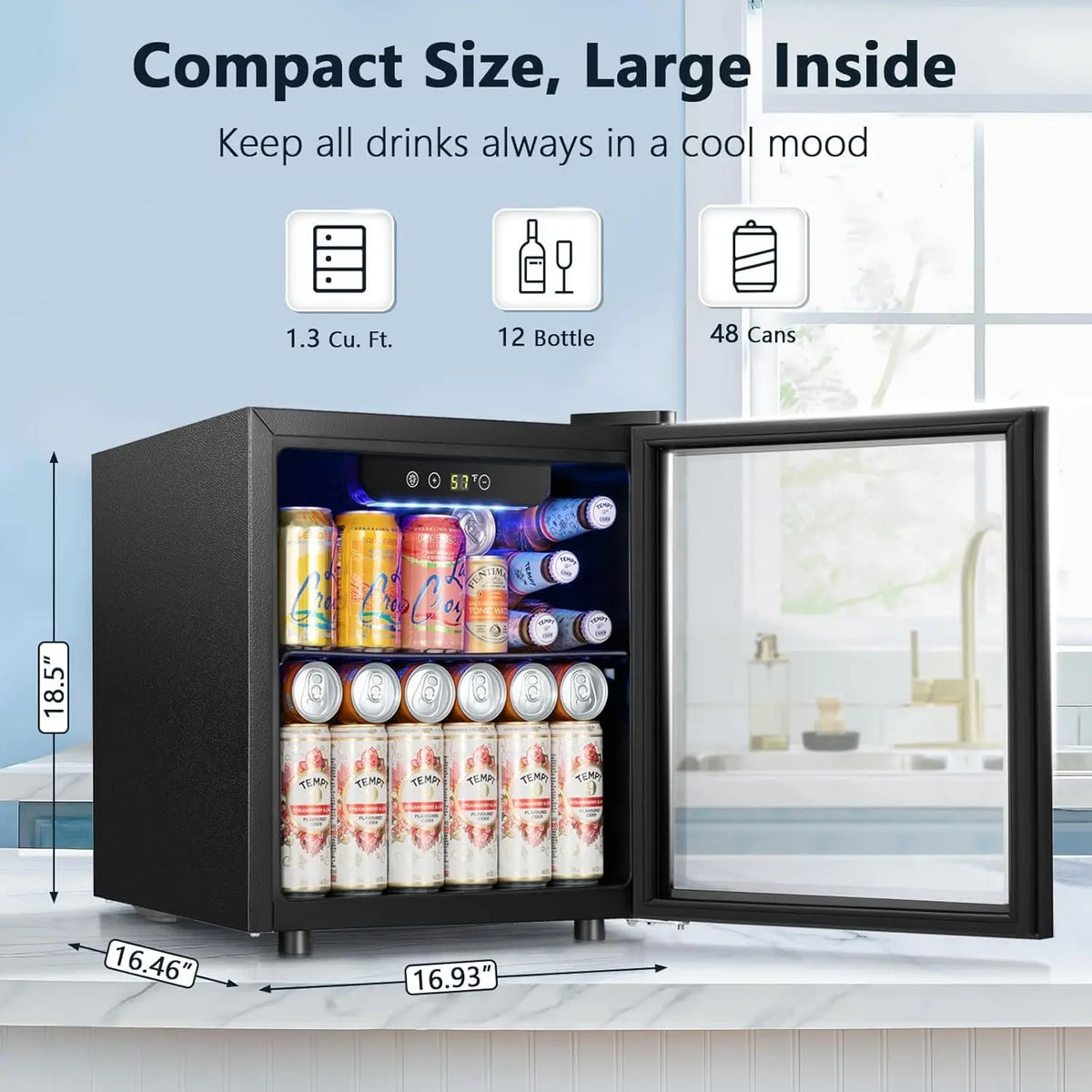Mini Fridge Cooler With Glass Door For Home Office Use by S And B Enterprise