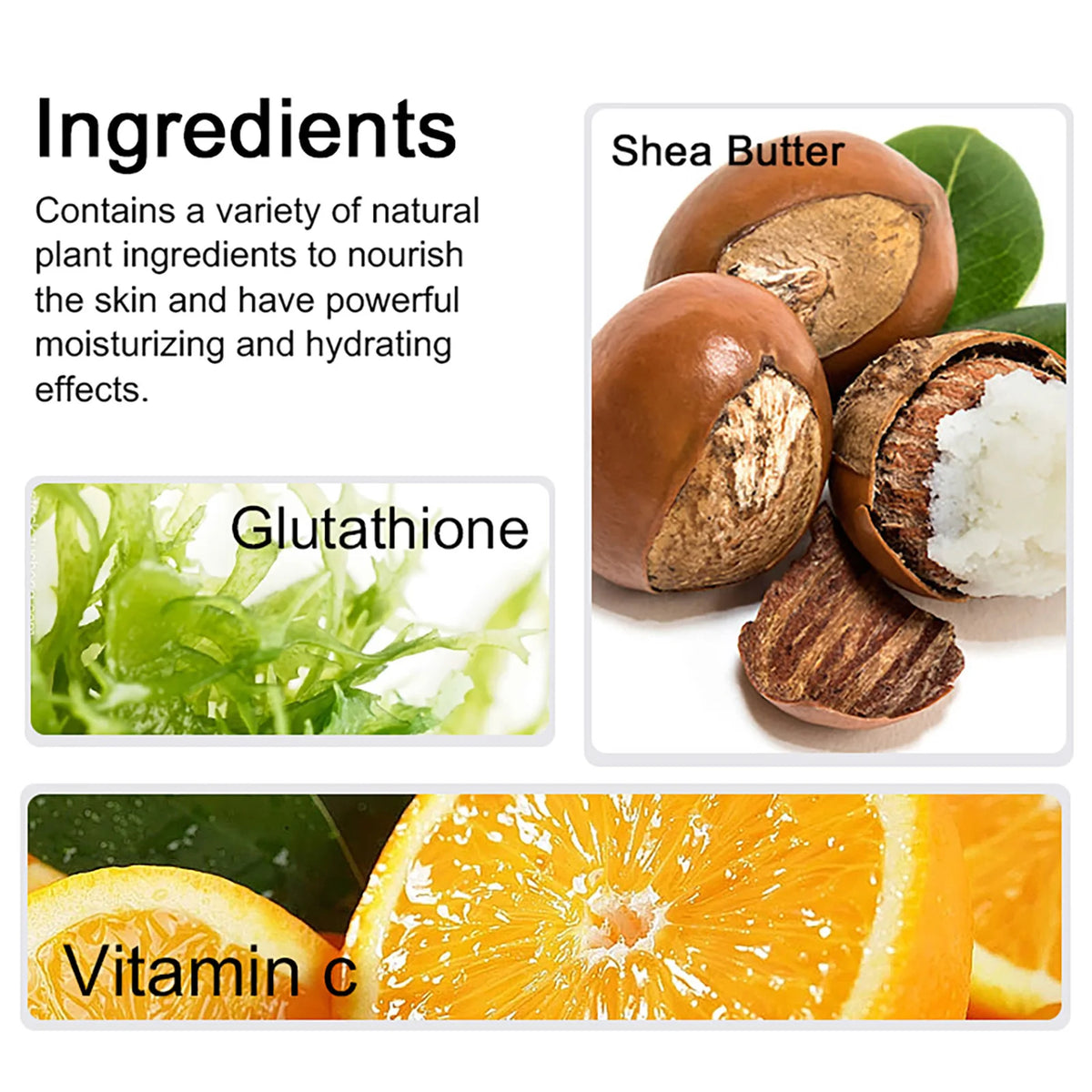 AILKE Glutathione & Vitamin C Shea Butter Cream, 3 ingredients: glutathione, shea butter, vitamin C.