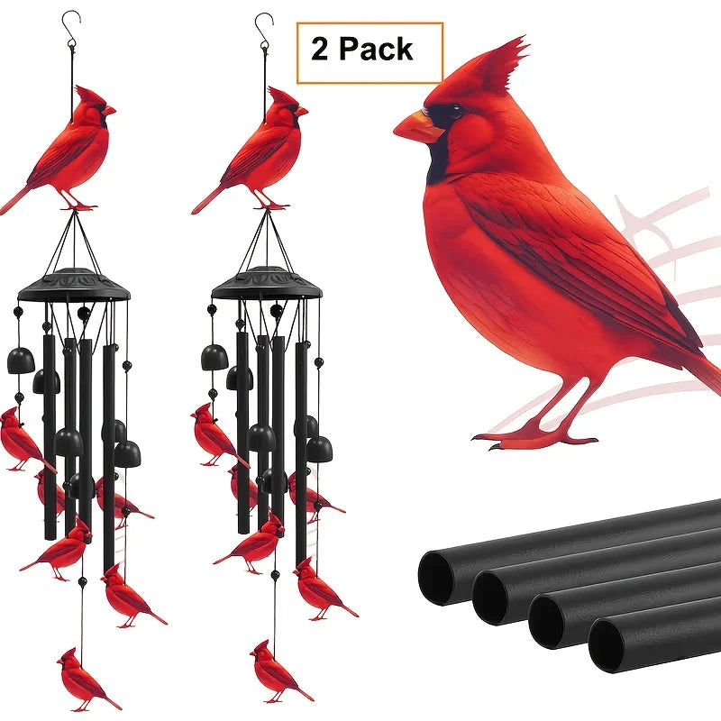 Lucky Wind Chime Garden Decor With Gradient Bird Ornament by S And B Enterprise