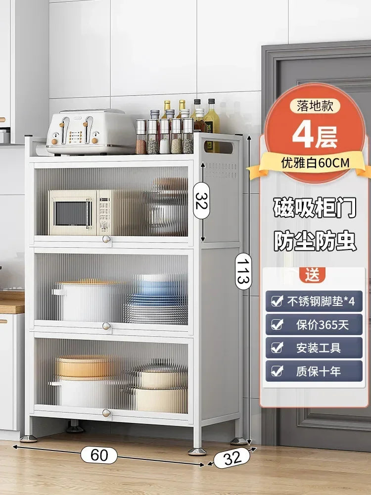Modern Kitchen Cabinet Hutch Movable Full Door Glass Cabinet Storage Display Cupboards Multi-functional Cupboard Storage Door by S And B Enterprise