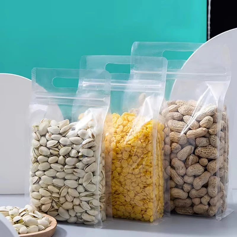 Transparent Stand Up Pouch Bags Ziplock Reusable Food Storage