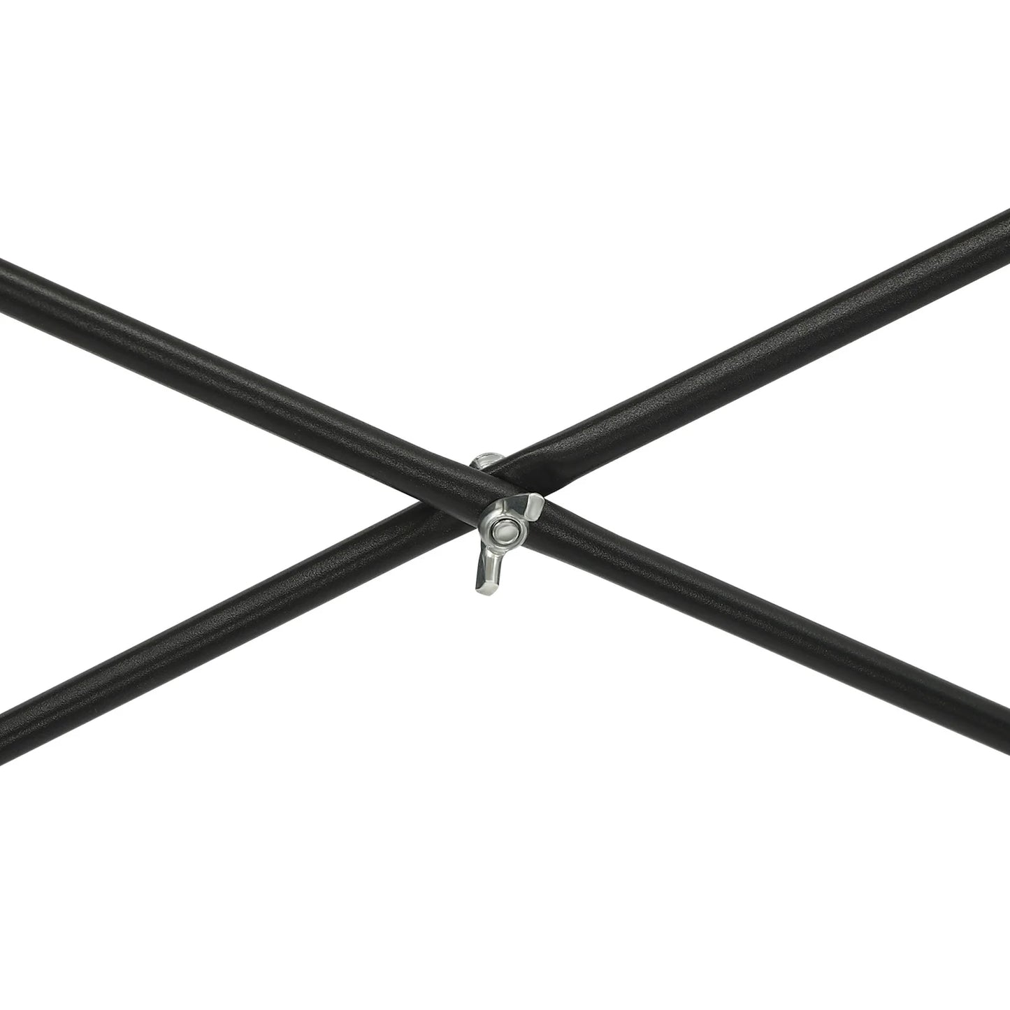 Over washing machine storage shelf frame, black metal cross bars with silver connector clamp, S And B Enterprise