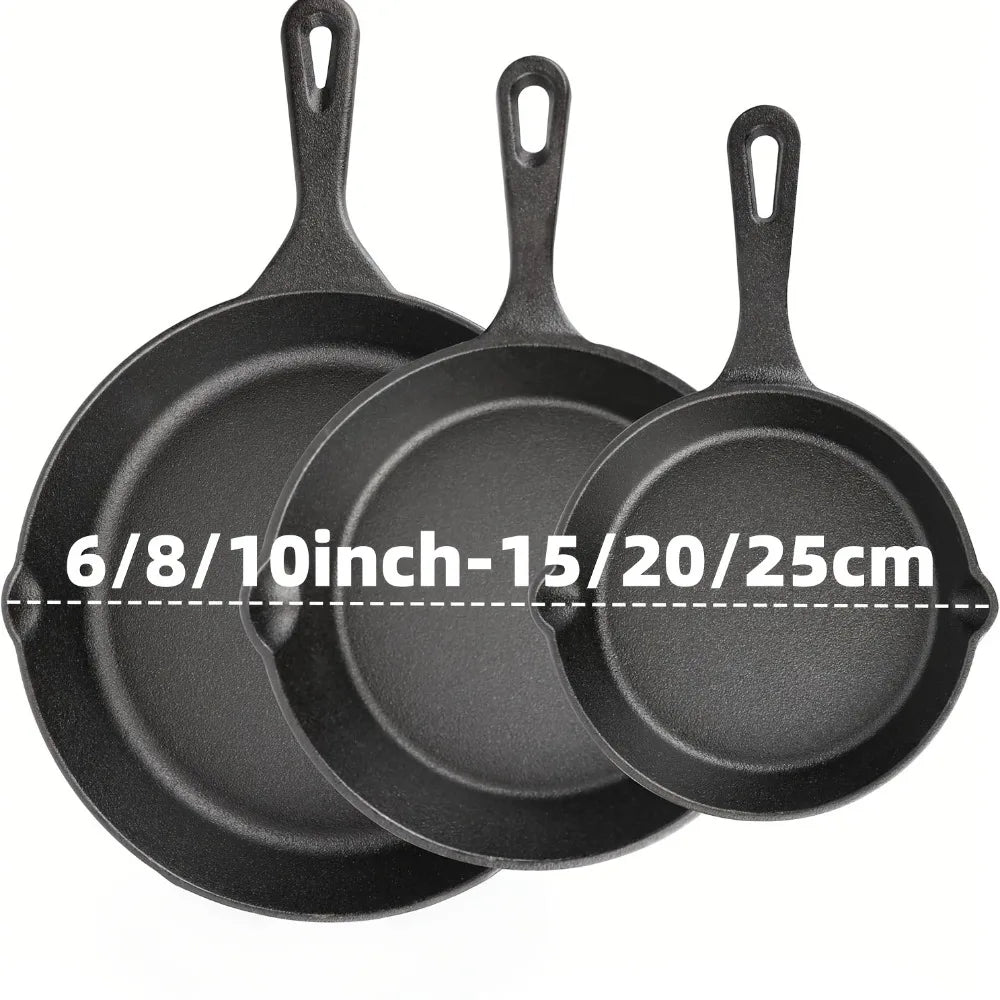 AEDG Cast Iron Skillet Set Preseasoned Nonstick Cookware by S And B Enterprise