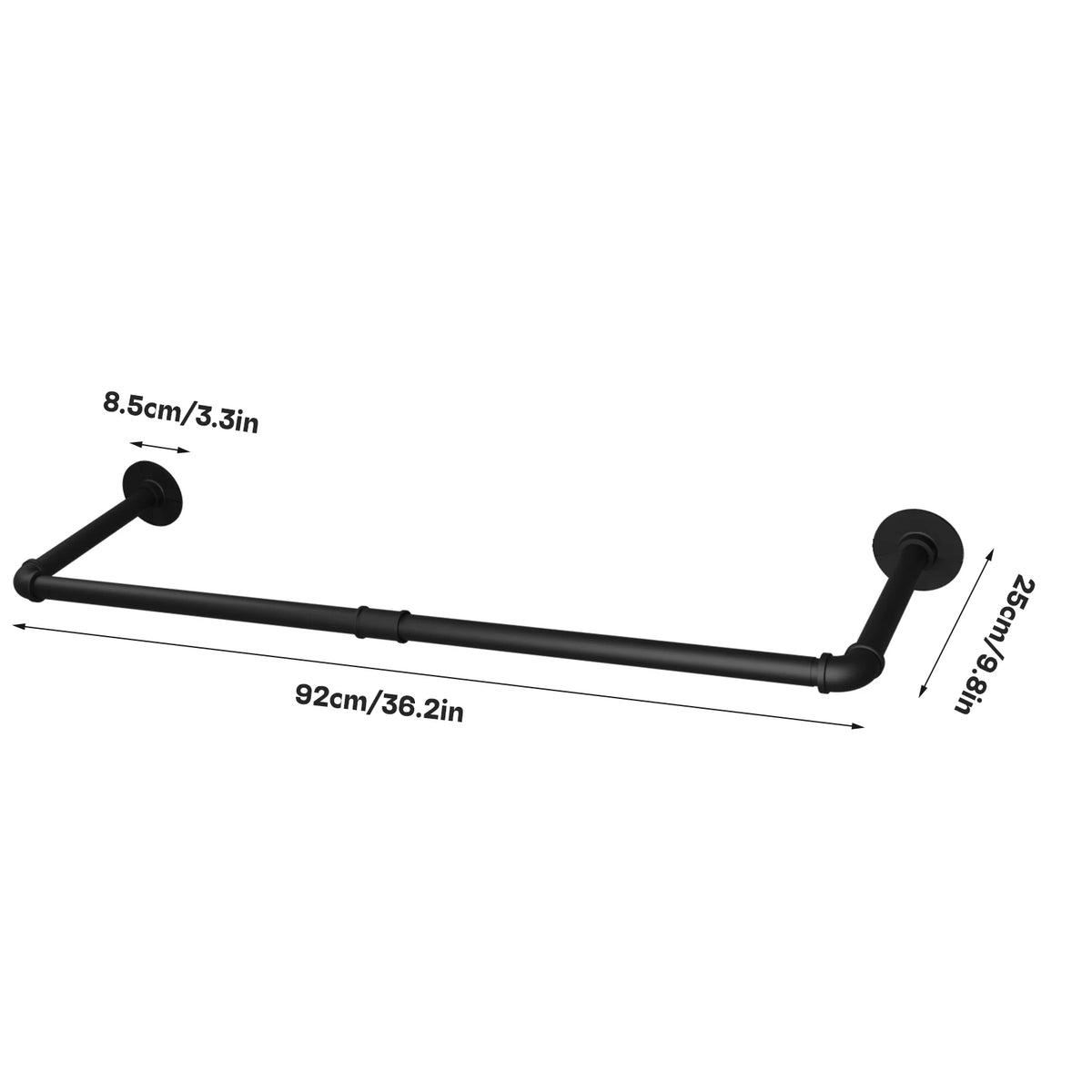 Pack of 2 black industrial pipe clothes rails for wall mounting, by S And B Enterprise.