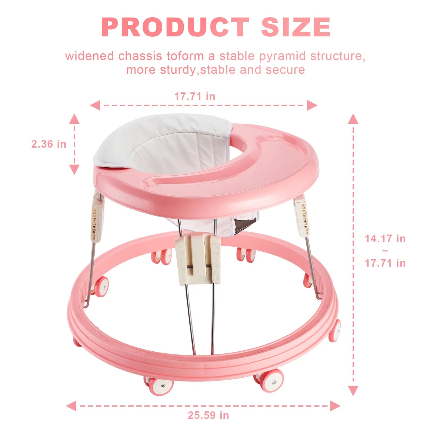 Baby Walker, Foldable Multi-Function Anti-Rollover Walker with Brake Design, 5 Level Height Adjustable, Baby Walkers by S And B Enterprise
