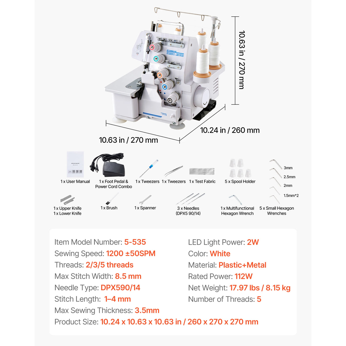 SucceBuy Serger Overlock Sewing Machine 1250 SPM 2-3-4 Thread by S And B Enterprise