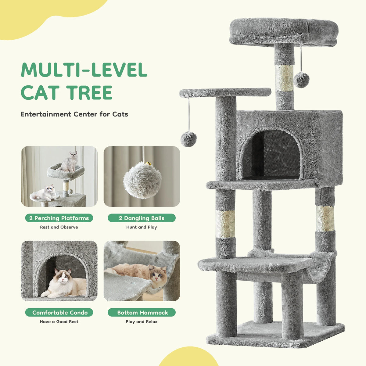 JHKCN Cat Tree Tall Multi-Cat Climbing Tower Sisal Posts by S And B Enterprise