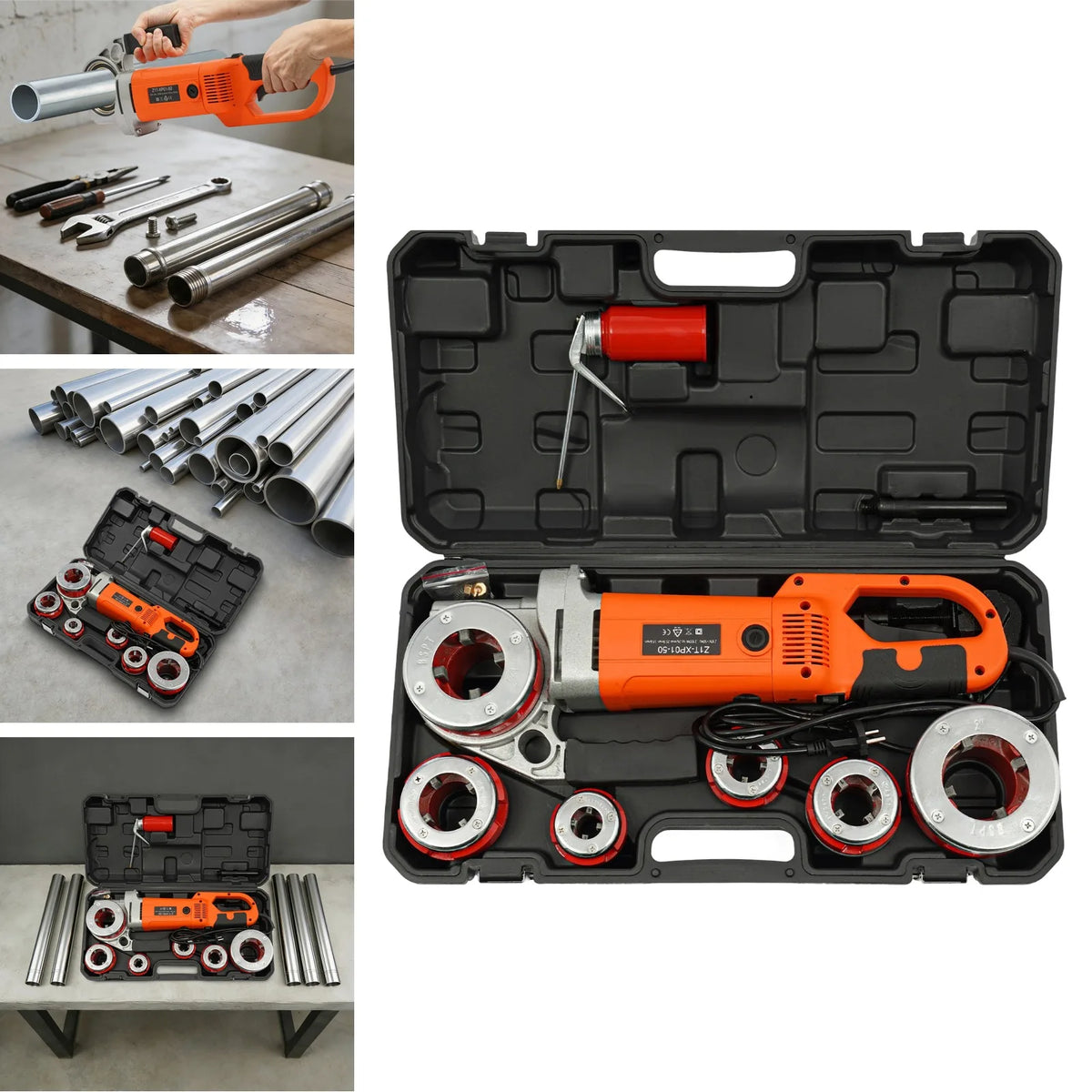 2300W pipe threading machine by S And B Enterprise with 6 dies (1/2–2 in) for galvanized steel pipes in carry case