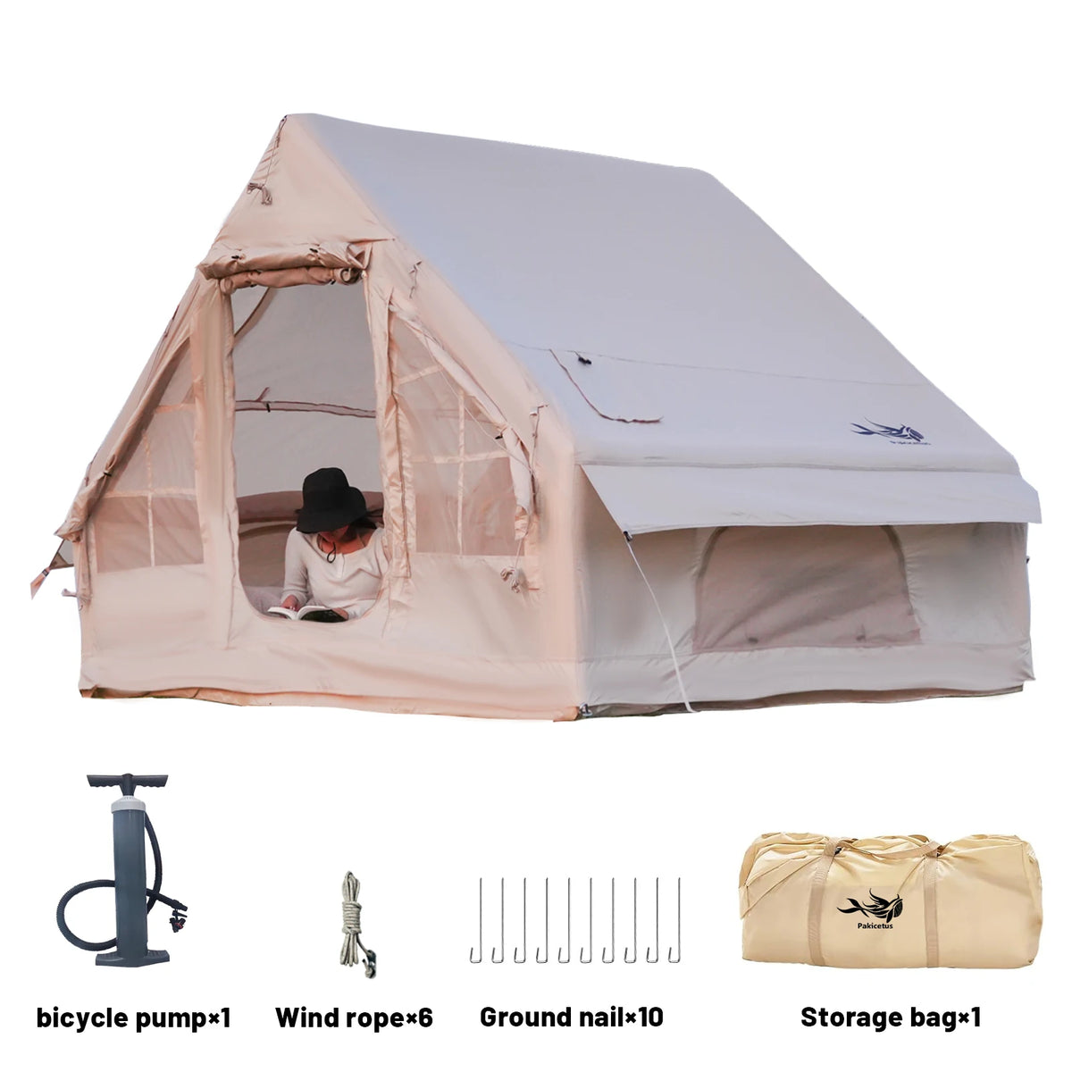 Pakicetus Inflatable Family Camping Tent With Stove Plug by S And B Enterprise